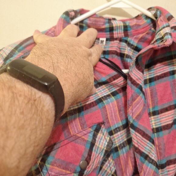 Stockodea Womens Medium Bike Shirt. Pink Flannel With Kevlar Inserts NWT - Picture 2 of 13